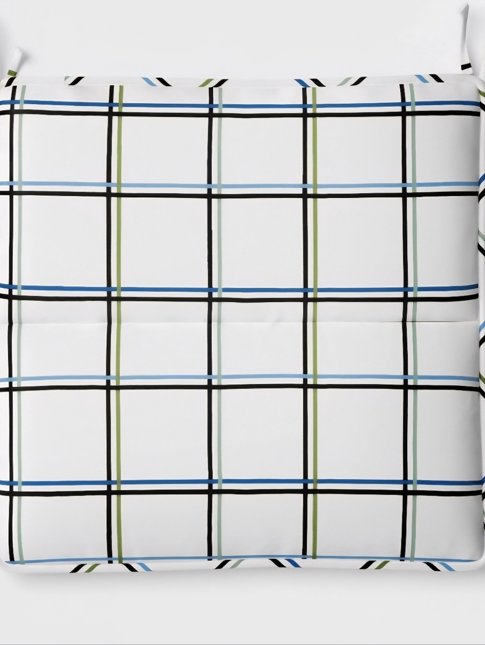 4 Pk Outdoor 16x16 Plaid Seat Cushion in White, Blue & Green